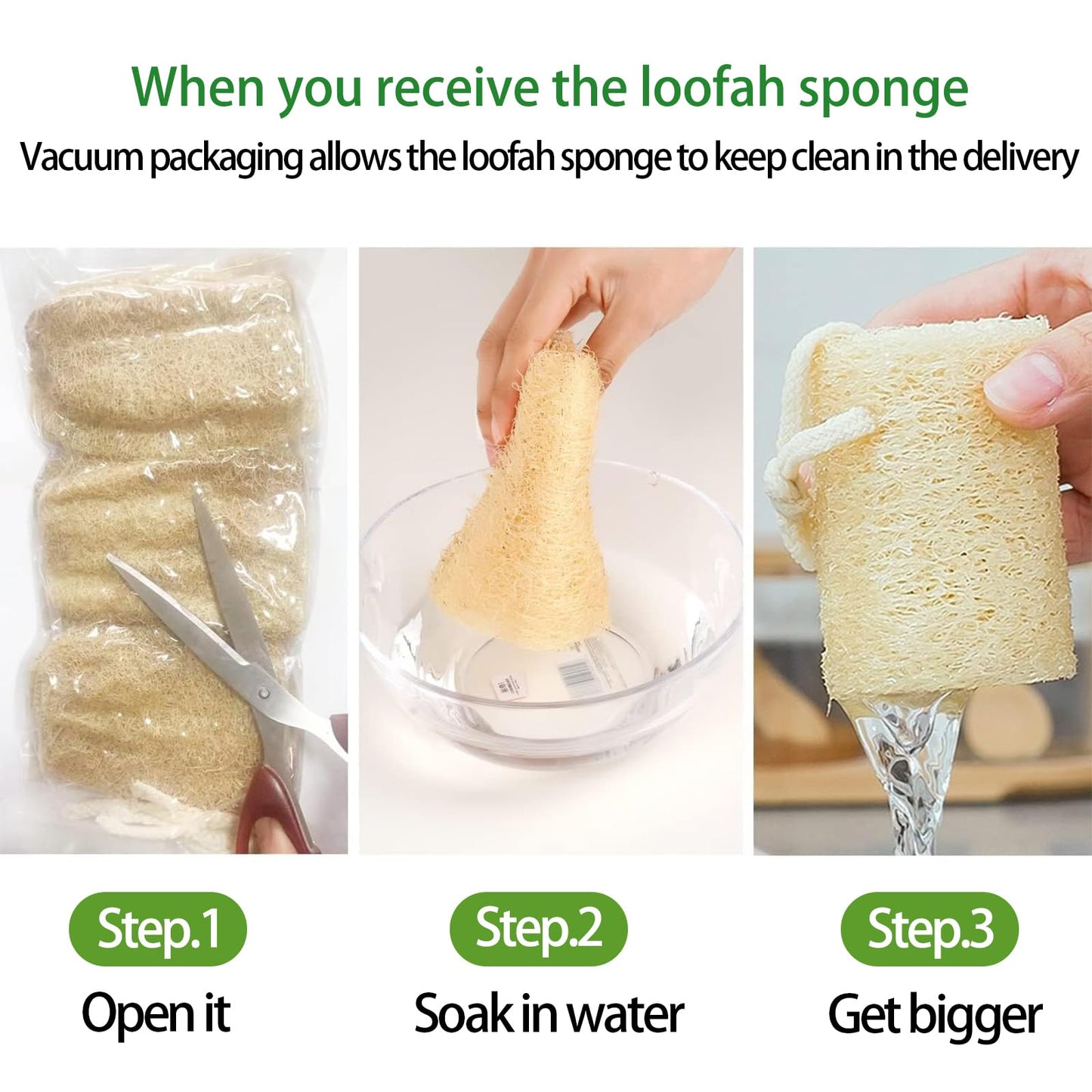 FRTIM Natural Loofah Sponge, Organic Bath Loofah Pack, Lufas Exfoliating Body Scrubber, Loofas Sponges Shower Loofah for Women and Men, Skin SPA