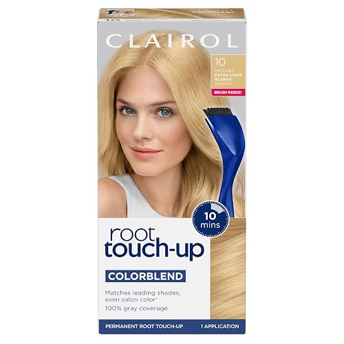 Clairol Root Touch-Up by Nice'n Easy Permanent Hair Dye, 10 Extra Light Blonde Hair Color | 100% Gray Coverage | Easy Brush Application | Matches