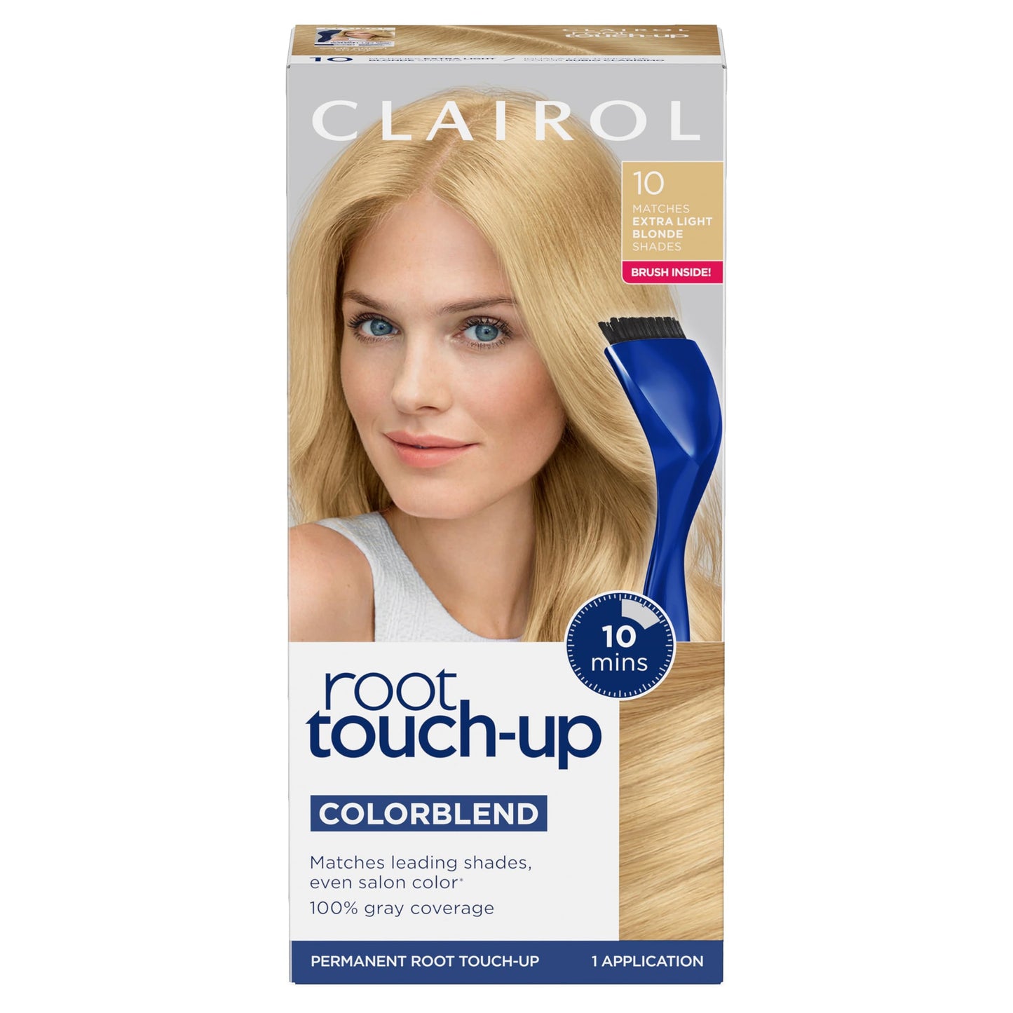 Clairol Root Touch-Up by Nice'n Easy Permanent Hair Dye, 10 Extra Light Blonde Hair Color | 100% Gray Coverage | Easy Brush Application | Matches