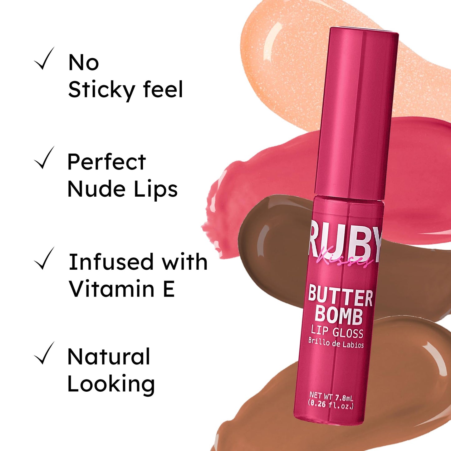 Ruby Kisses Butter Bomb Lip Gloss, High-Shine Non-Sticky Hydrating Plumping