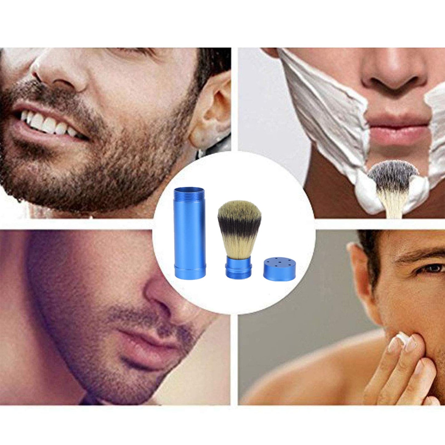 Men Shaving Brush, Portable Soft Facial Cleaning Foaming Beard Brush Portable Grooming Tool for Wet Shave Rich Lather Home Travel Beauty and Personal Care equlup