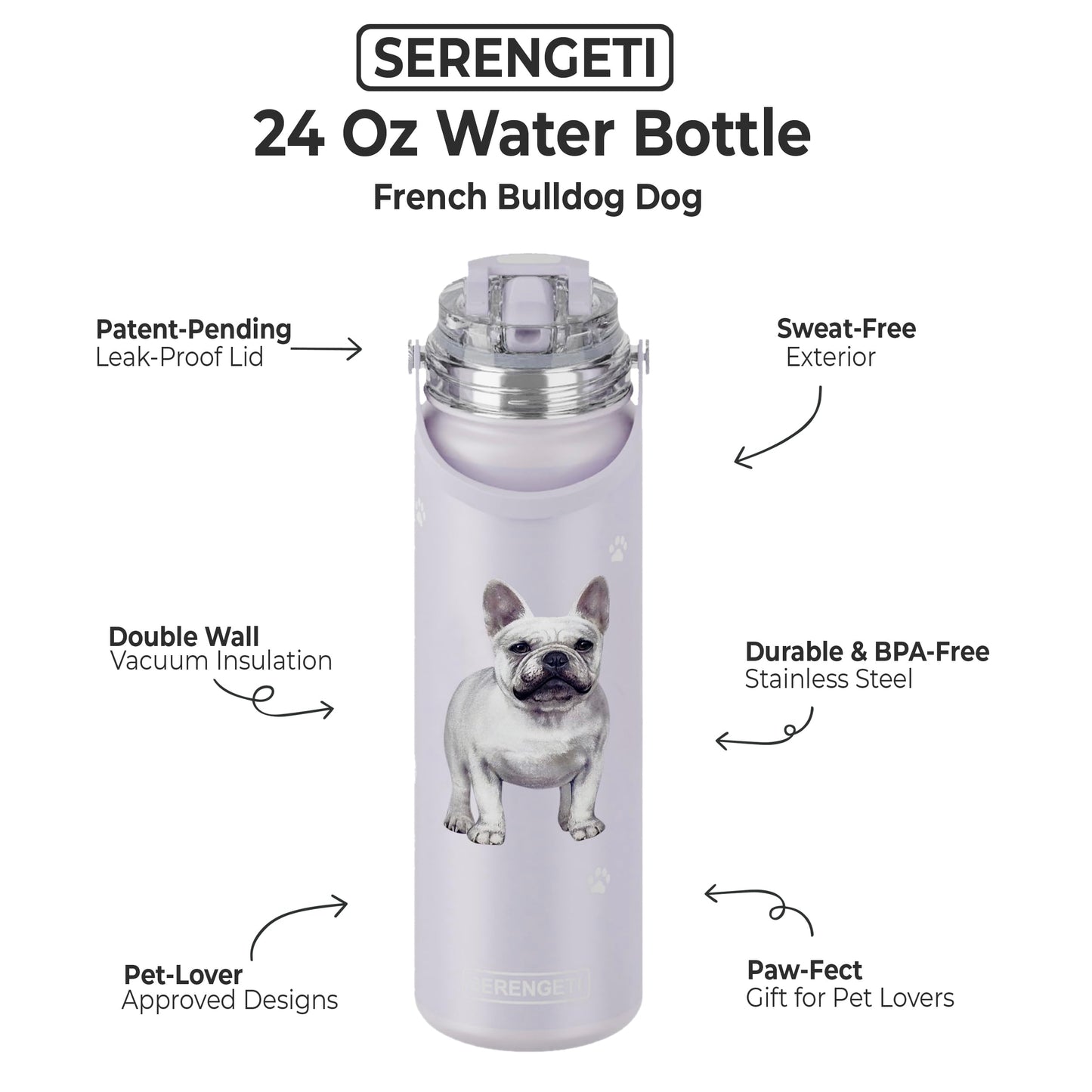 E&S Pets SERENGETI 24 Oz Water Bottle Stainless Steel with Spill Proof Lid - Double walled Vacuum Insulated water flask - Realistic 3D Print of your…