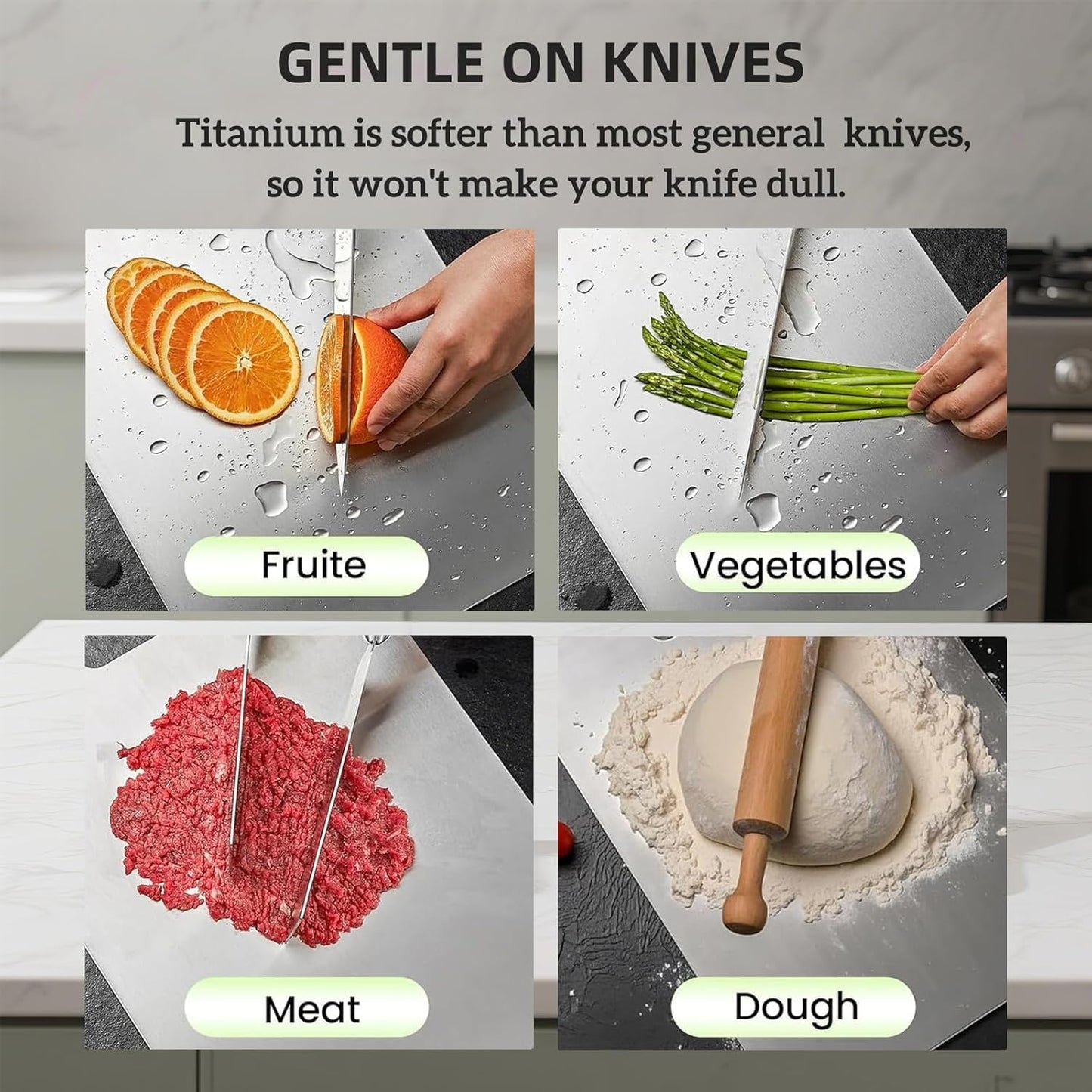 Katuchef Titanium Cutting Board for Kitchen, Pure Katu chef Titanium Cutting Boards, Double Sided Non Toxic Chopping Board for Cutting Meat Vegetable…