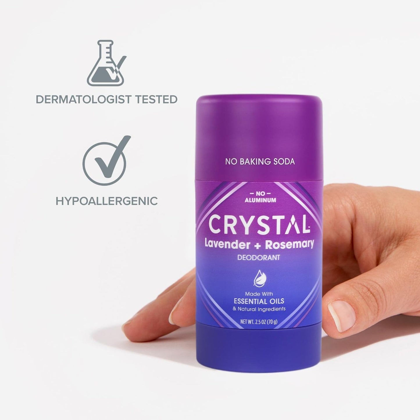 Crystal Deodorant Magnesium Solid Stick Natural Deodorant, Lavender + Rosemary, 2.5 oz (Pack of 2) Beauty and Personal Care Crystal Essence