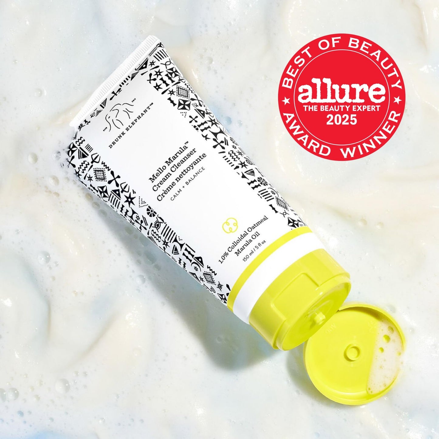 Drunk Elephant Mello Marula Cream Cleanser - 150 ml/5 fl oz - Calming Face Wash - Clean Clinical Skincare - Cruelty-Free - Dermatologist-Tested - Free