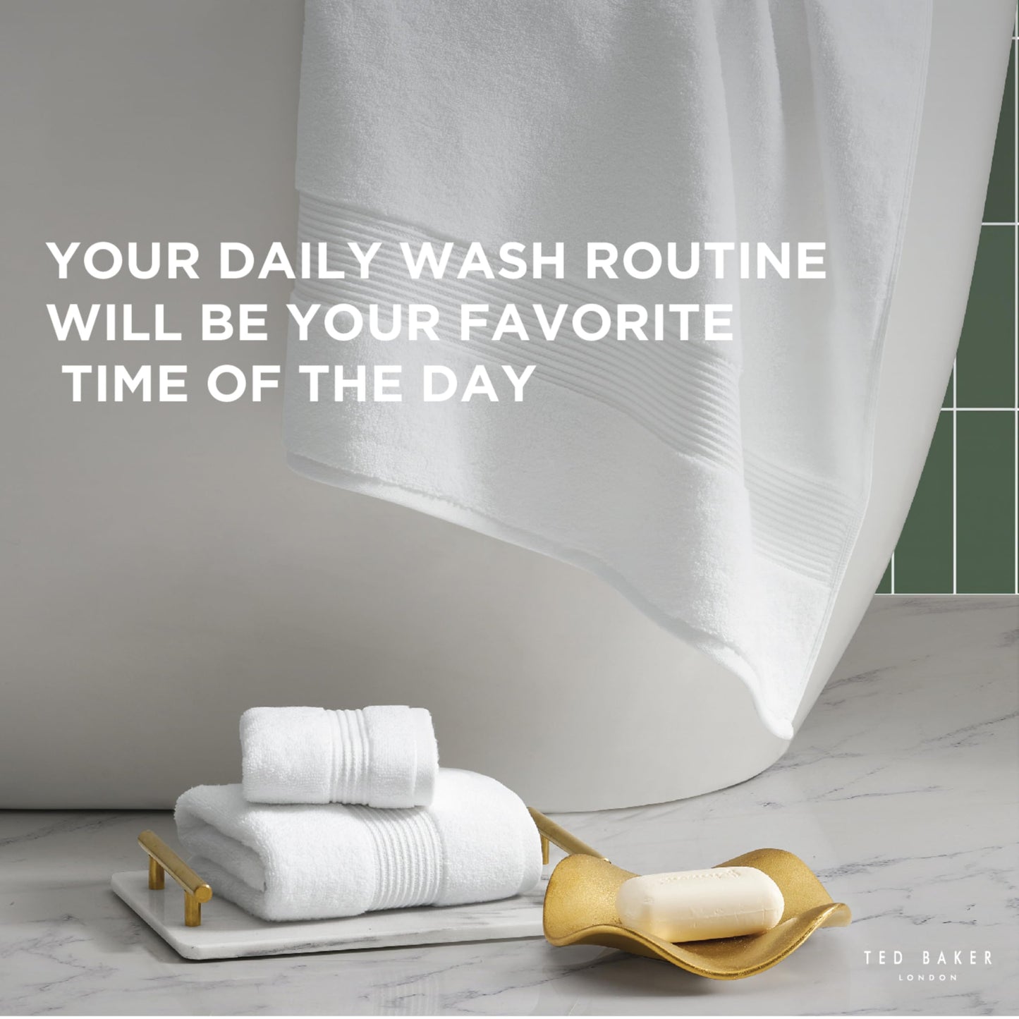 Ted Baker Bath Towel - 1 Piece - 100% Cotton - Soft, Highly Absorbent, 30" x 56", White