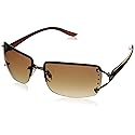 Foster Grant Women's Vera Oval Sunglasses, Gold/Brown, 64 mm
