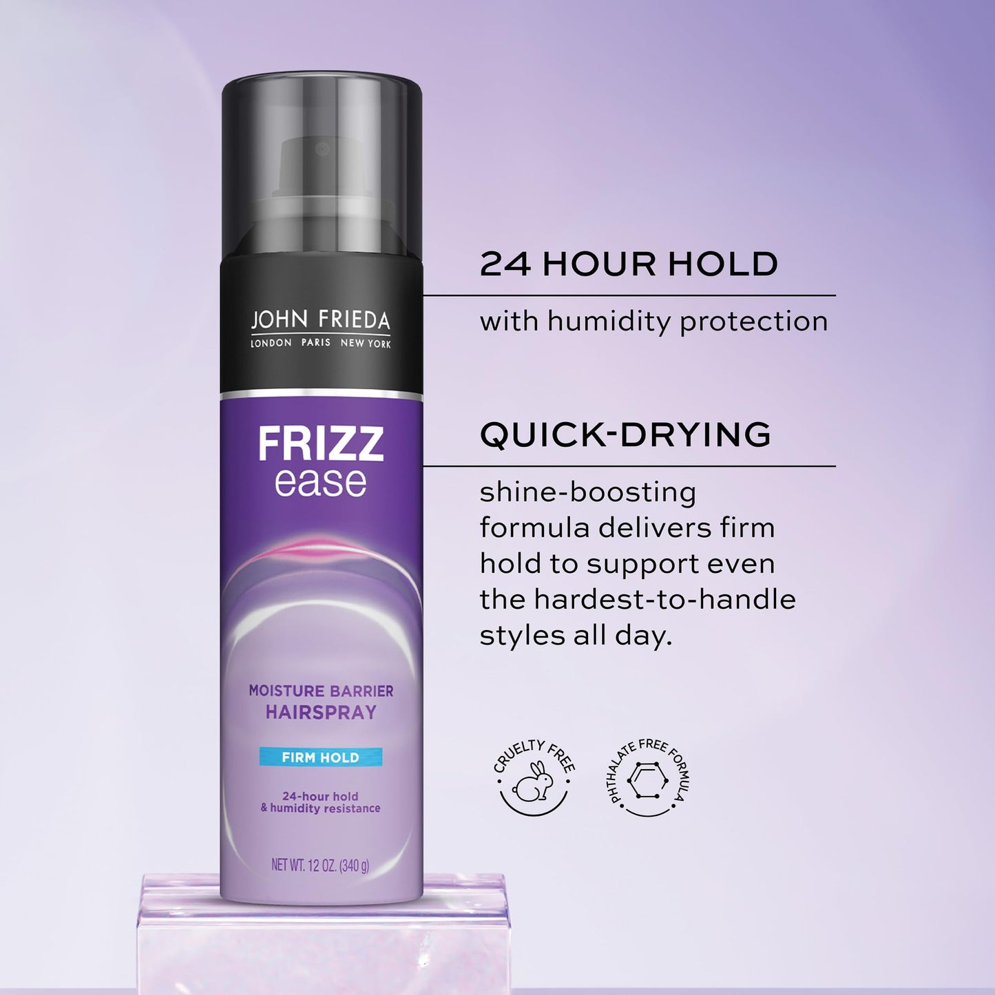 John Frieda Frizz Ease Moisture Barrier Hairspray, Firm Hold Hairspray, Seals Out Moisture, Blocks Frizz, Protects Against Heat, and Keeps Hair