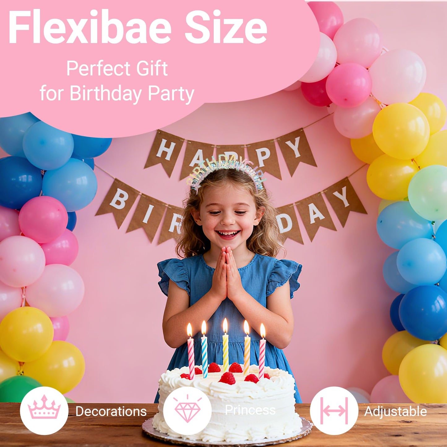 Papoopy Birthday Headband with Sash for Women, Birthday Crwon Tiara for Decorations Beauty and Personal Care Papoopy