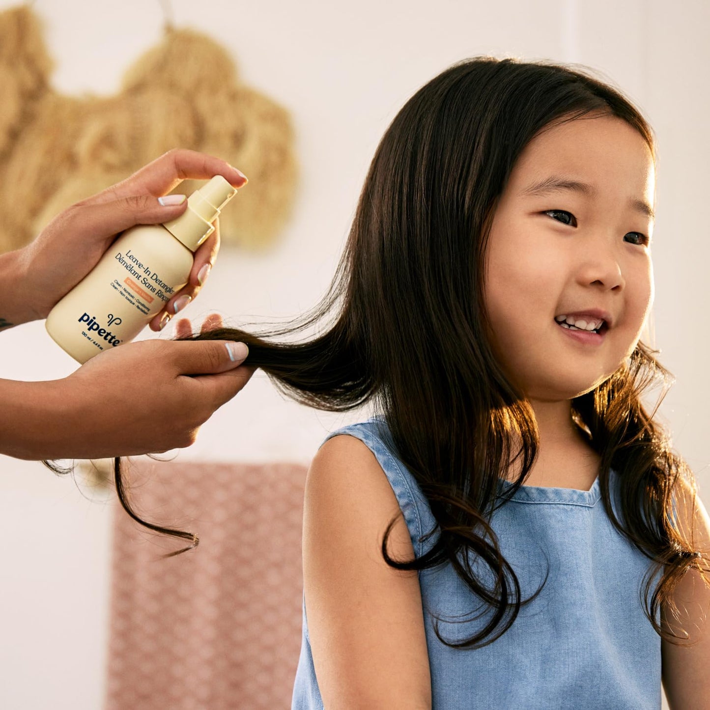Pipette Leave-In Hair Detangler Spray for Kids, 4.4 Fl Oz, Silicone-free Detangling Spray with Squalane to Moisturize All Hair Types, Toddler and Kids