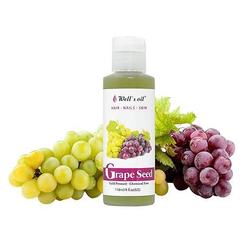 GRAPESEED OIL | 4oz (118ml) | All-Natural | For Hair, Skin & Nails | Moisturizer for Sensitive Skin Types | Refined, Cold Pressed | by Well's Oil