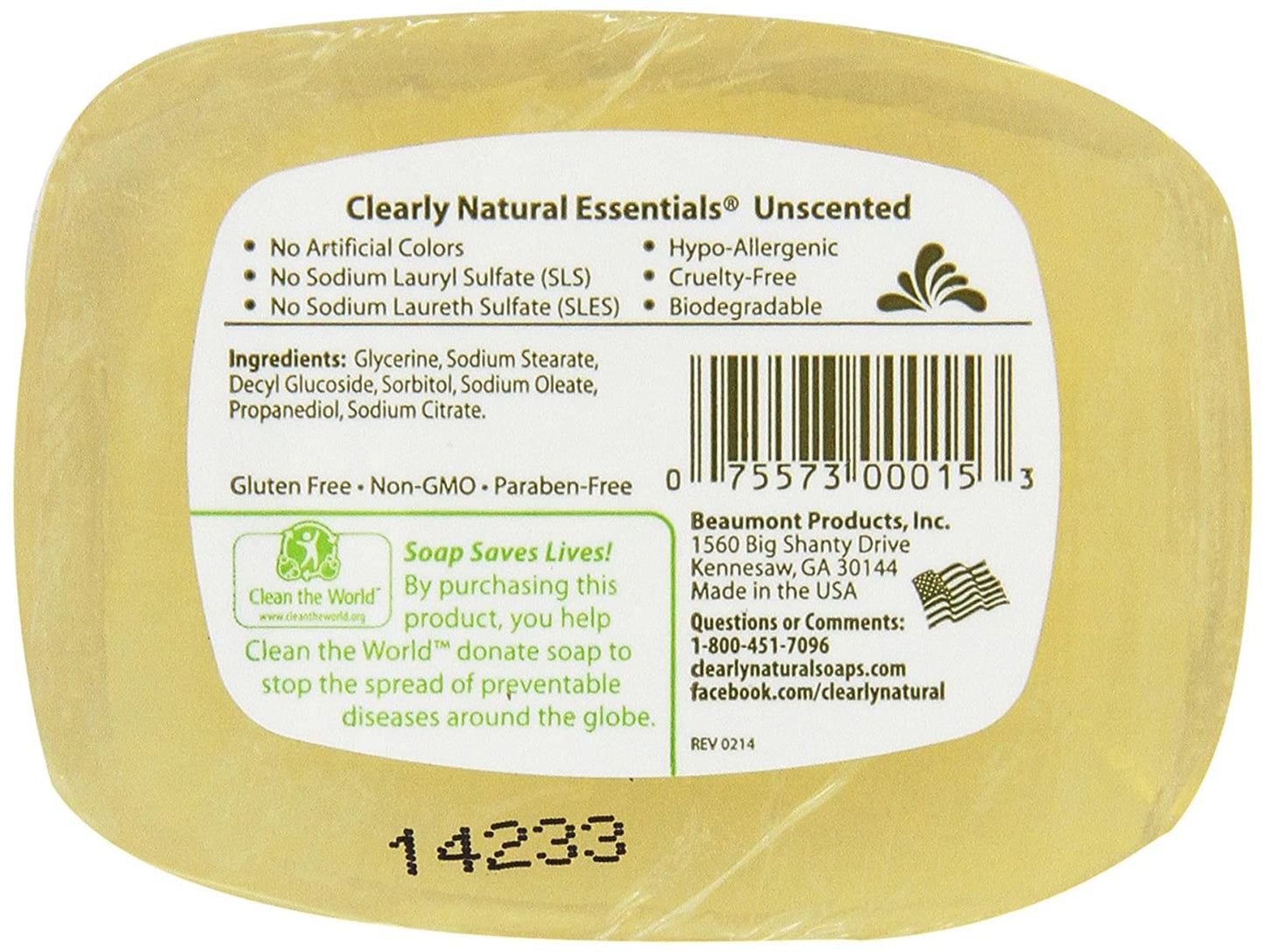 Clearly Naturals Unscented Glycerin Soap (12x4 Oz)12