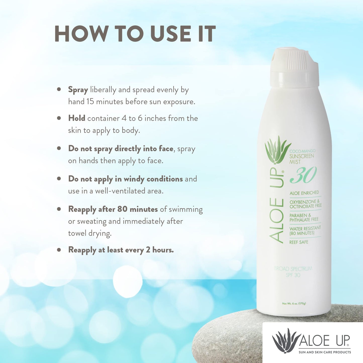 Aloe Up White Collection Sunscreen Lotion SPF 30 – Broad Spectrum UVA/UVB Sunblock for Face & Body, Aloe Vera, Alcohol-Free, Reef-Friendly, 4oz