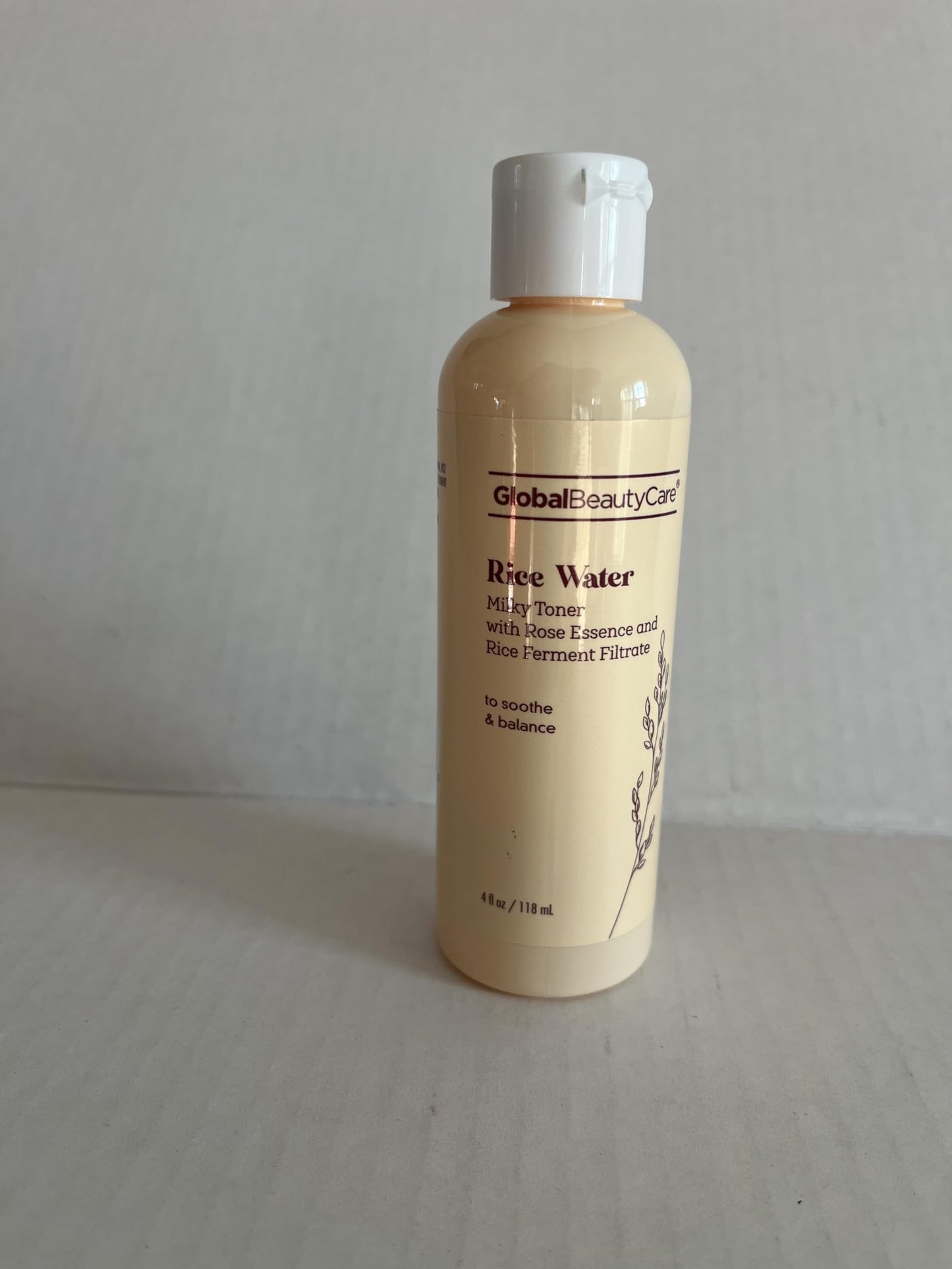 Global Beauty Care Rice Water Milky Toner with Rose Essence and Rice Ferment Filtrate, Soothes & Balances, 4 fl oz