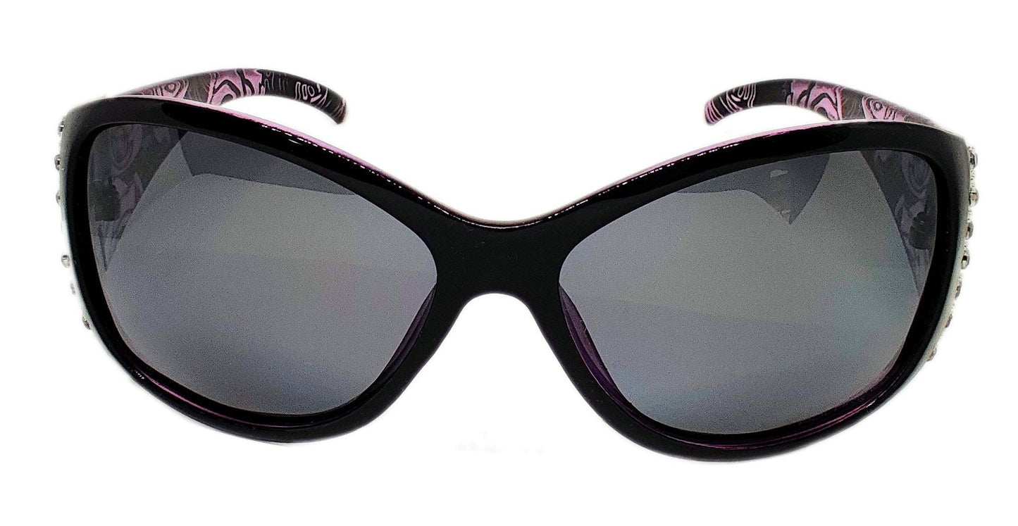 Hornz Women's Polarized Rectangular Shield Sunglasses - Pink, Purple Lens - Modern Style - UV400 Protection