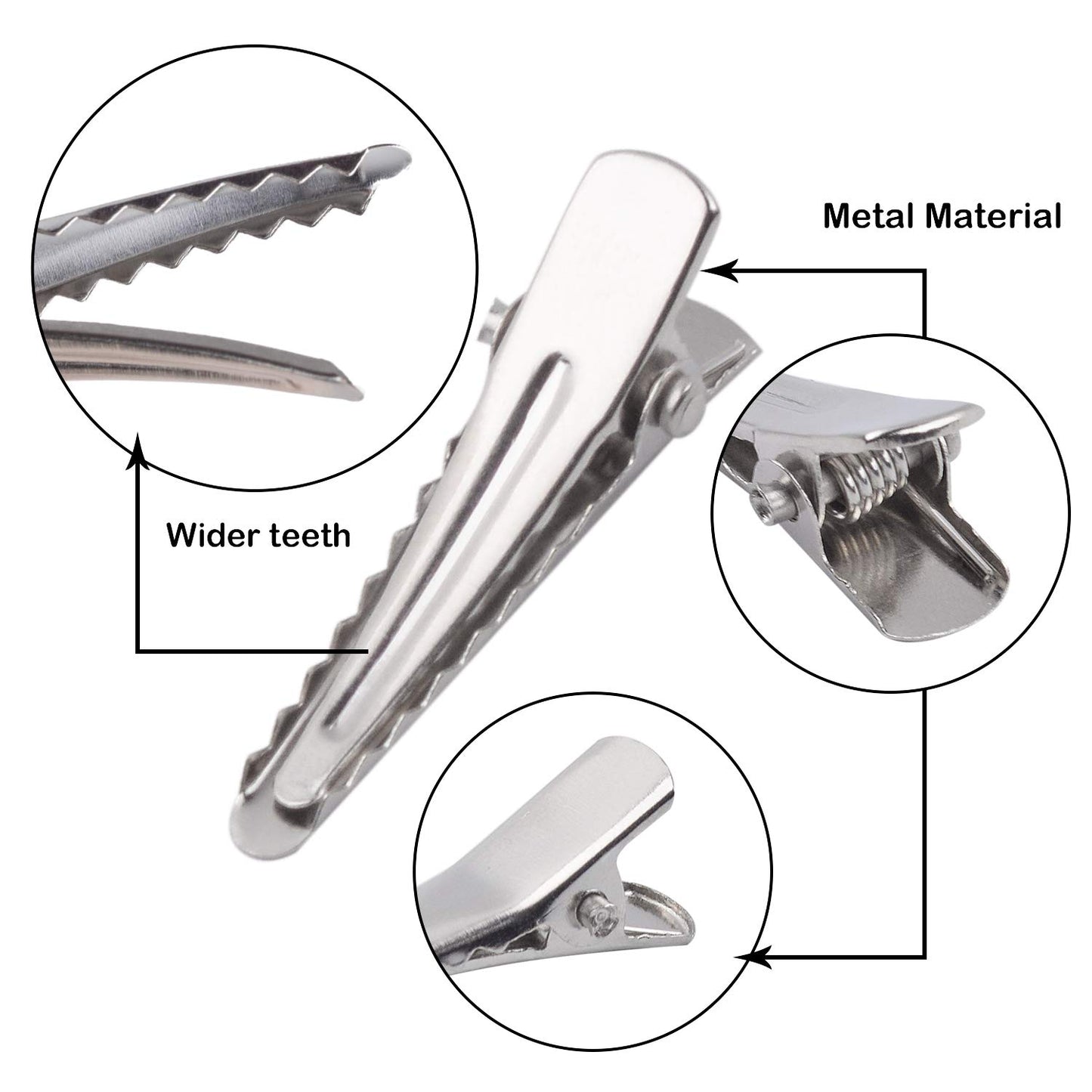 30MM Small Alligator Hair Clips, 100 Pieces Silver Metal Alligator Hair Pins Teeth Bows Crocodile Hair Clips Holders Accessories for Hair Care, Arts