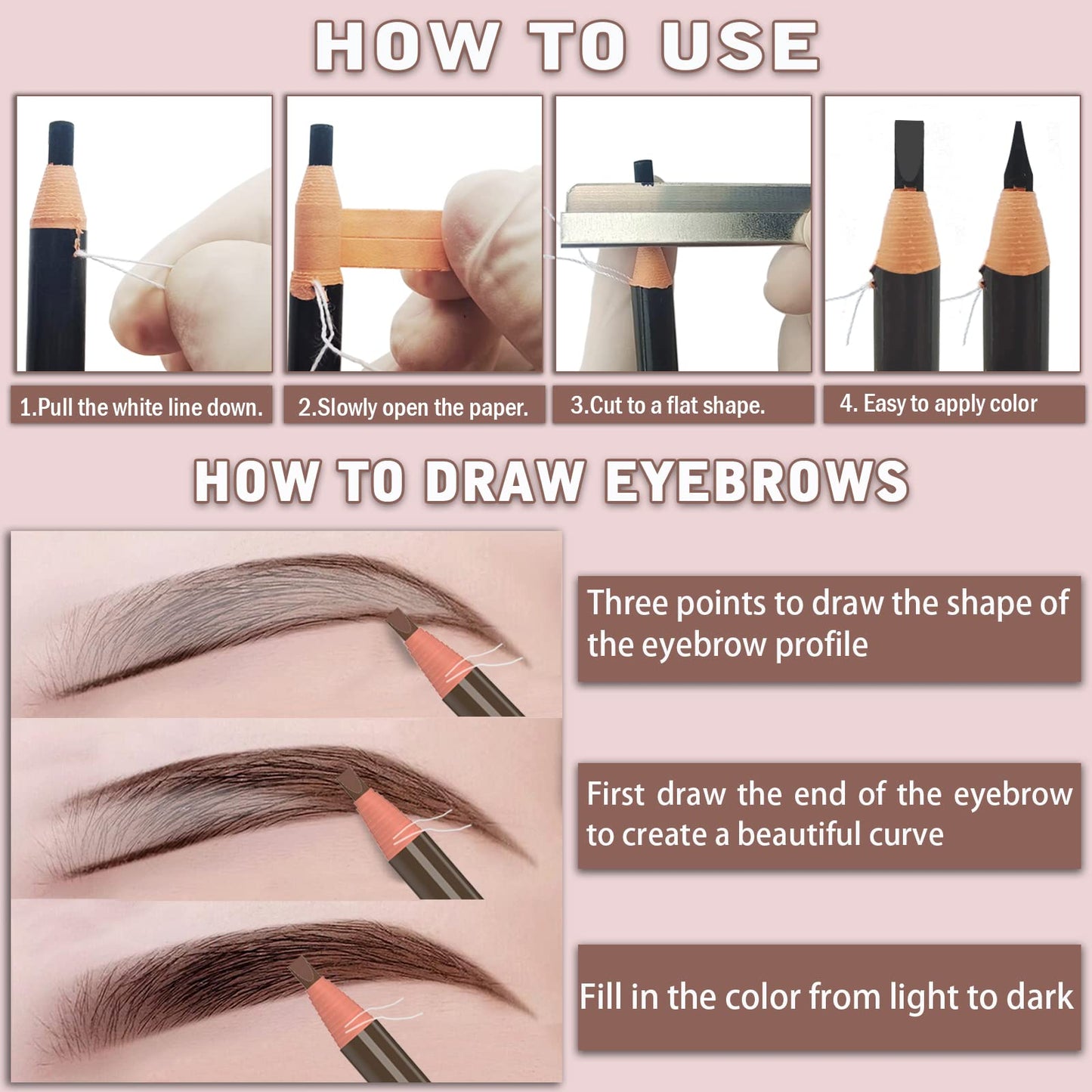 12 Piece Dark Brown Colour Waterproof Eyebrows Pencil Tattoo Makeup And Microblading Supplies Kit-Permanent Eye Brow Liners In Waterproof Eyebrow