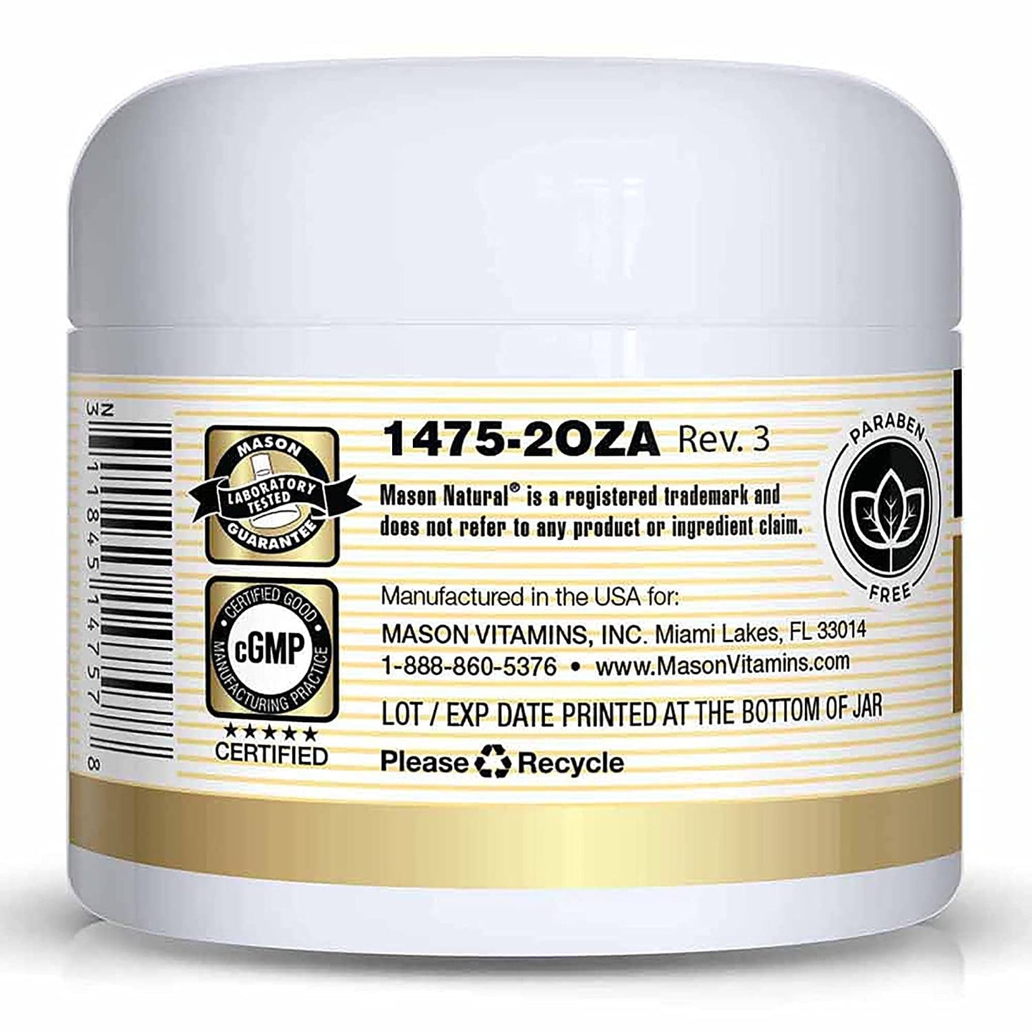 MASON NATURAL Collagen Premium Skin Cream - Anti Aging Face and Body Moisturizer, Intense Skin Hydration and Firmness, Pear Scent, Paraben Free, 2 OZ