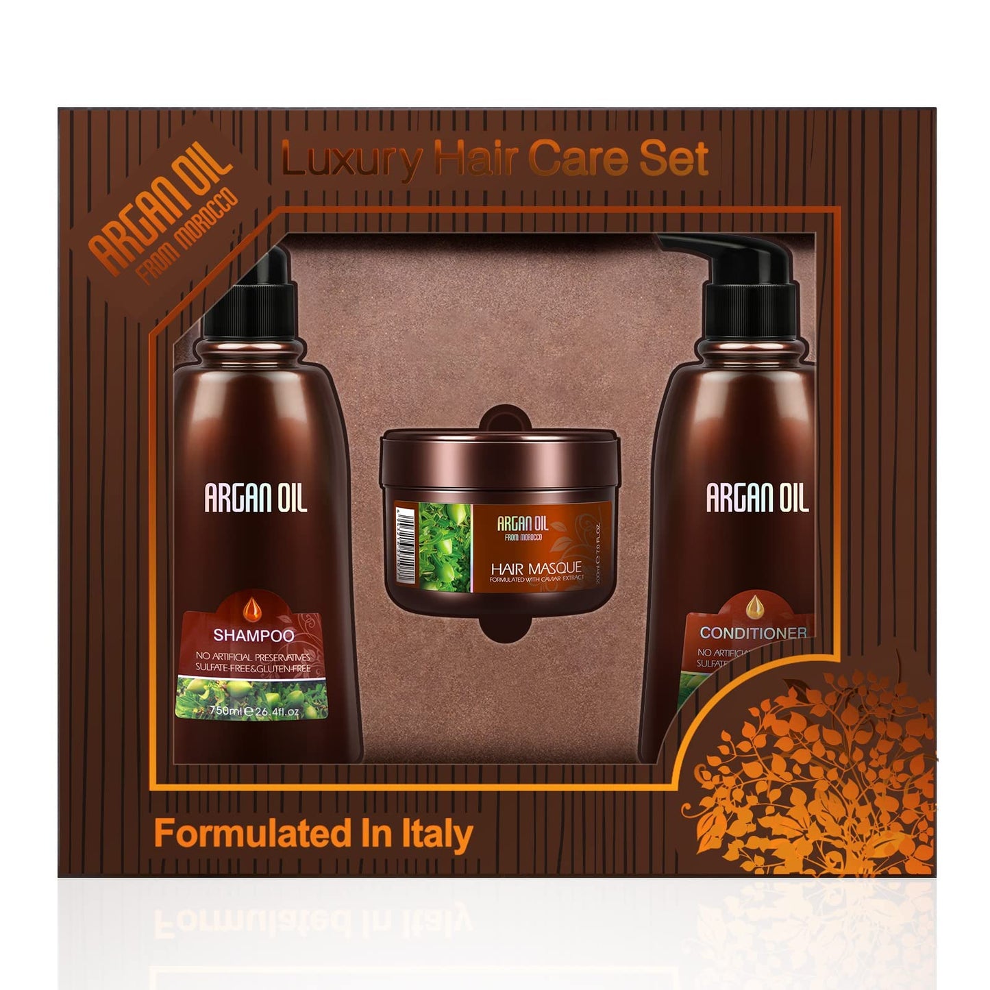 Moroccan Argan Oil Shampoo and Conditioner Sets with Hair Mask, Color Safe Smooth Add Shine Hair Treatment, UV Protection, Intense Moisturizing