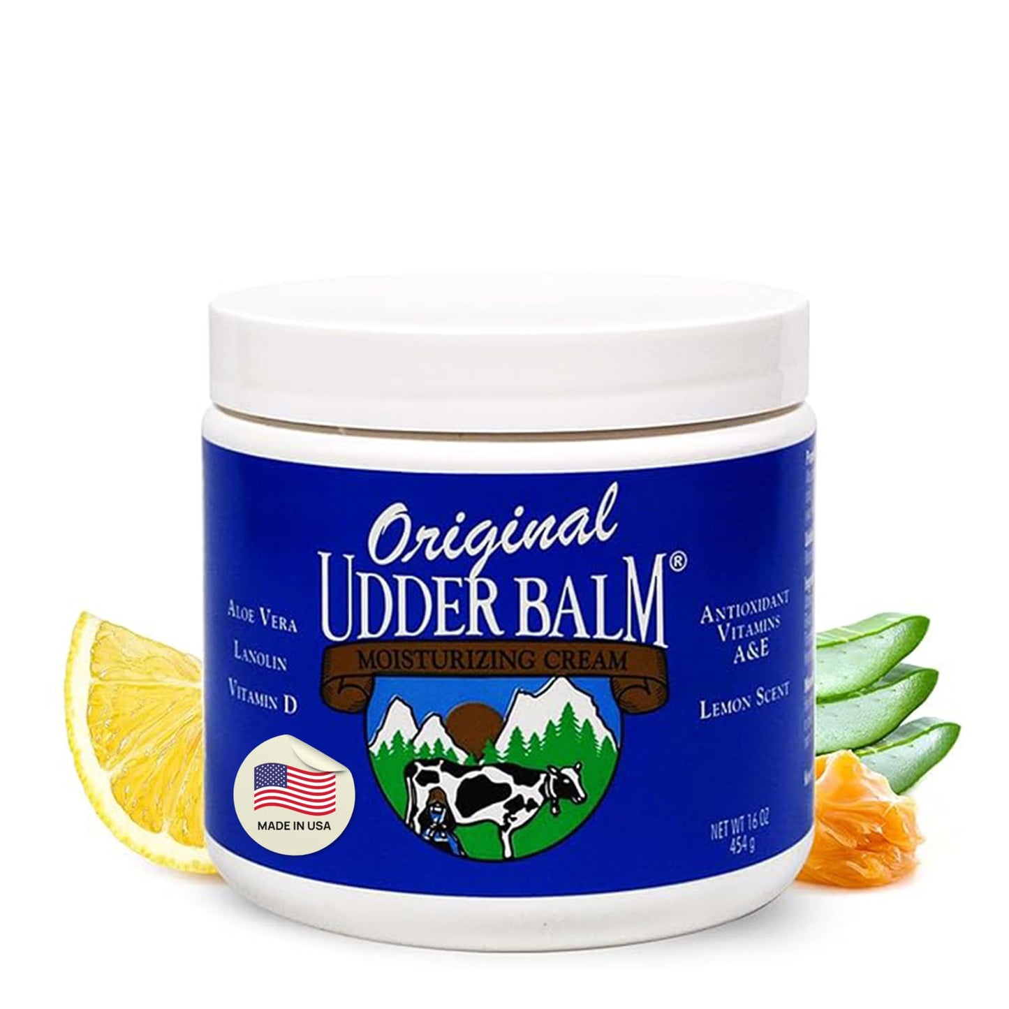 Original Udder Balm Jar - Made in USA - Extra Thick Udder Cream & Hand Balm for Dry Skin, Cracked Heels, Rough Hands - Deep Moisture Heel Cream & Foot