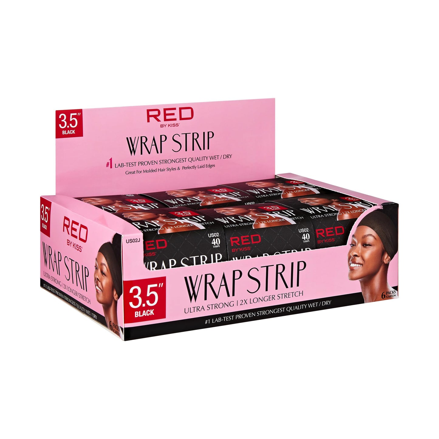 Red by Kiss Hair Wrapping Strip, Ultra Strong 2X Longer Stretch, 40 Strips, Suitable for Wet/Dry Hair, White, Styling Paper for Sleek Hairstyles