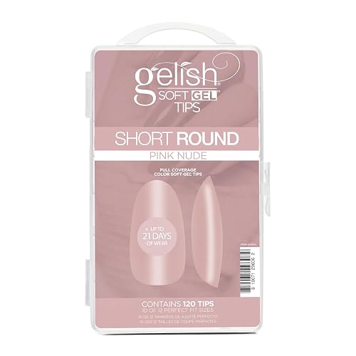 Gelish Nude Soft Gel™ Tips Press on Nails Extension - Pink Nude Short Round, 120 Count Beauty & Personal Care Gelish
