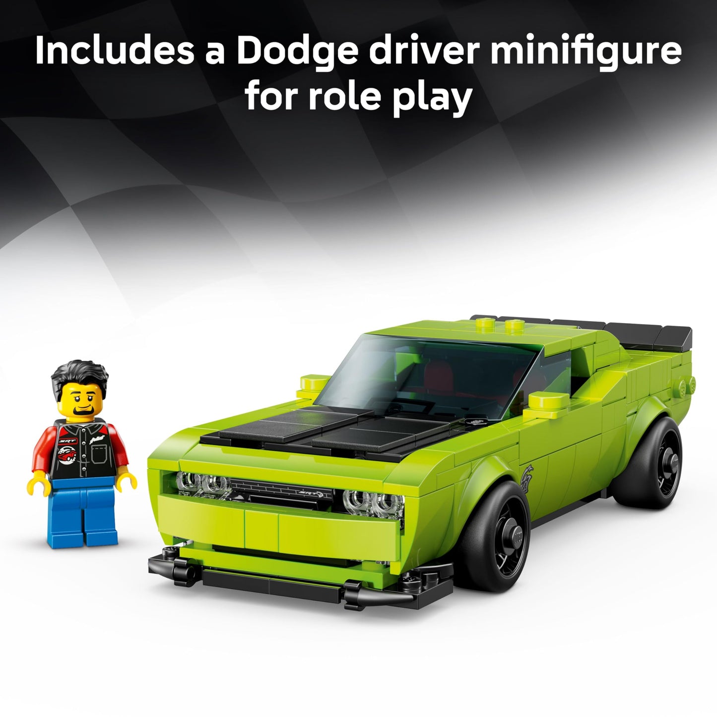 LEGO Speed Champions Dodge Challenger SRT Hellcat, Sports Car Building Toy for Kids Ages 9+, Fun Playset & Gift for Racing Fans, 77237