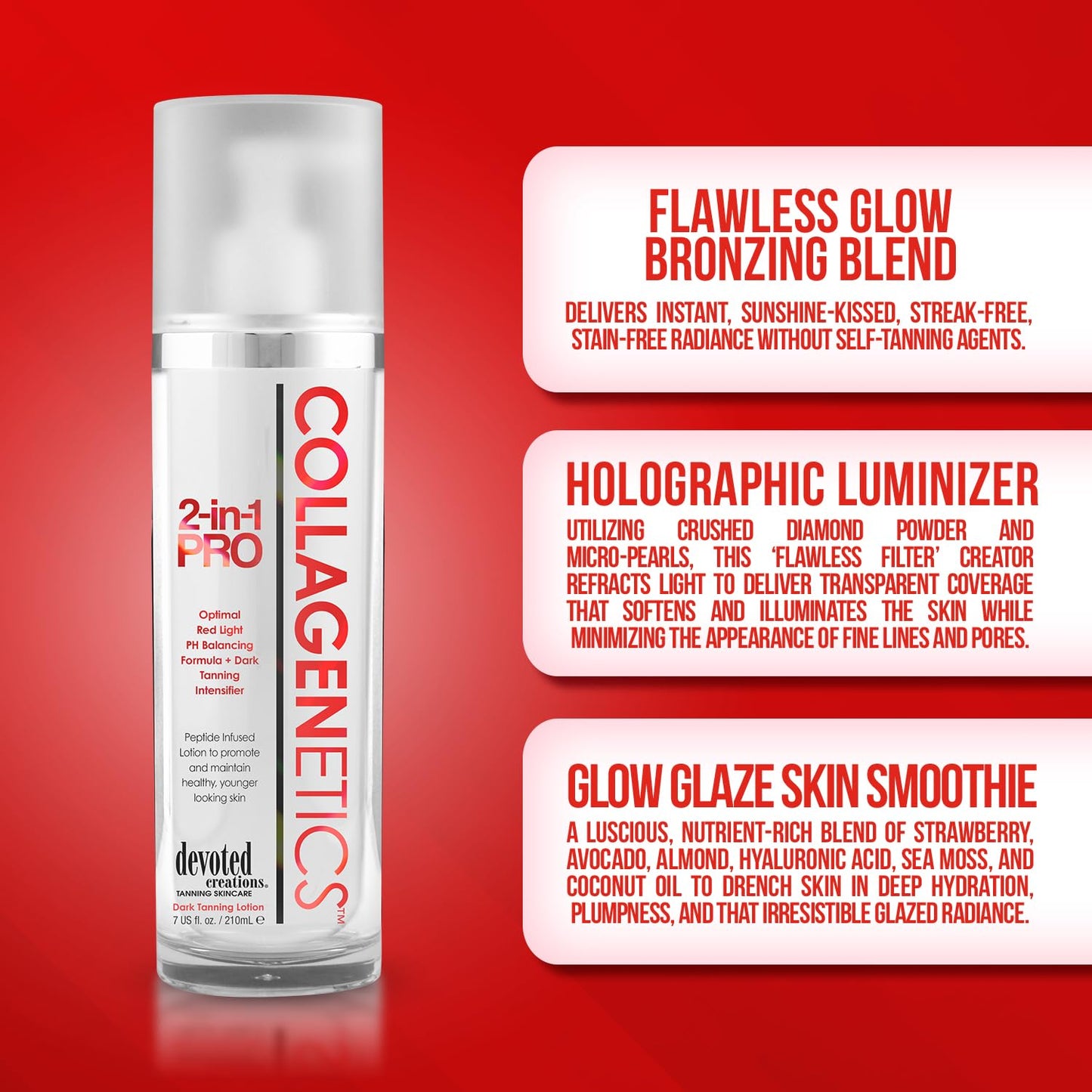 Collagenetics 2 in 1 Pro Red Light Therapy Prep Lotion & Tan Acc