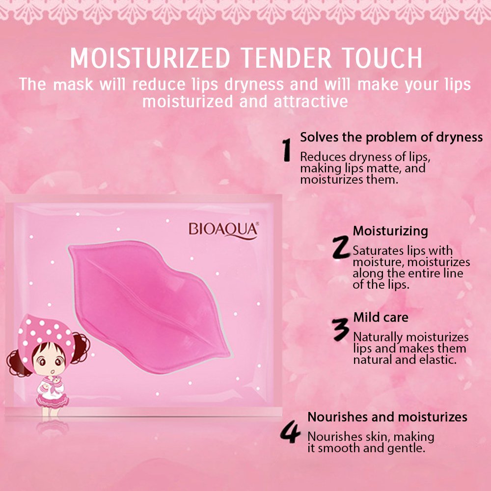 BIOAQUA Lip Plumper Collagen Nourishing Crystal Pink Lip Mask Natural Shiny Moisturizing Smooth Texture Healthy Elasticity (100) Beauty and Personal Care BIOAQUA