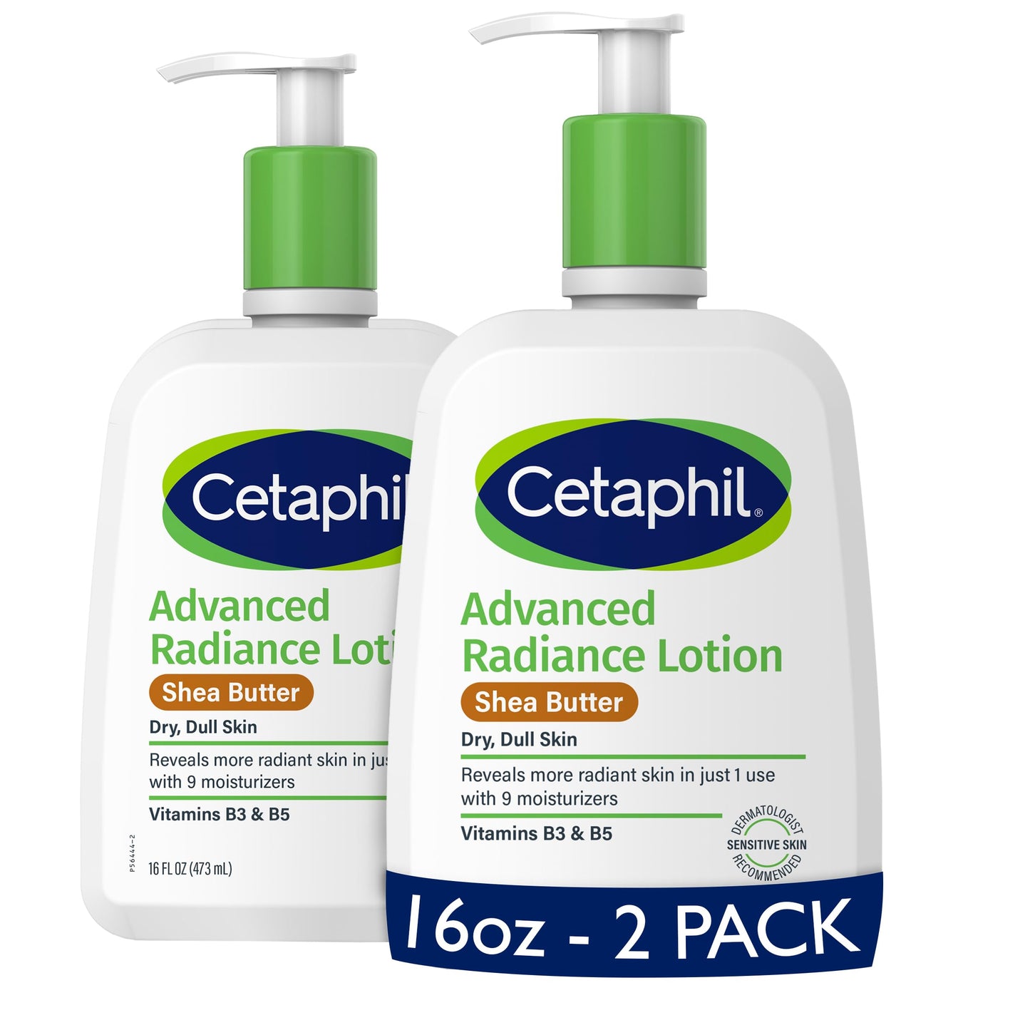 Cetaphil Body Lotion, Advanced Radiance Lotion with Shea Butter for Dry, Sensitive Skin, 16 oz Pack of 2, Fragrance Free, Hypoallergenic