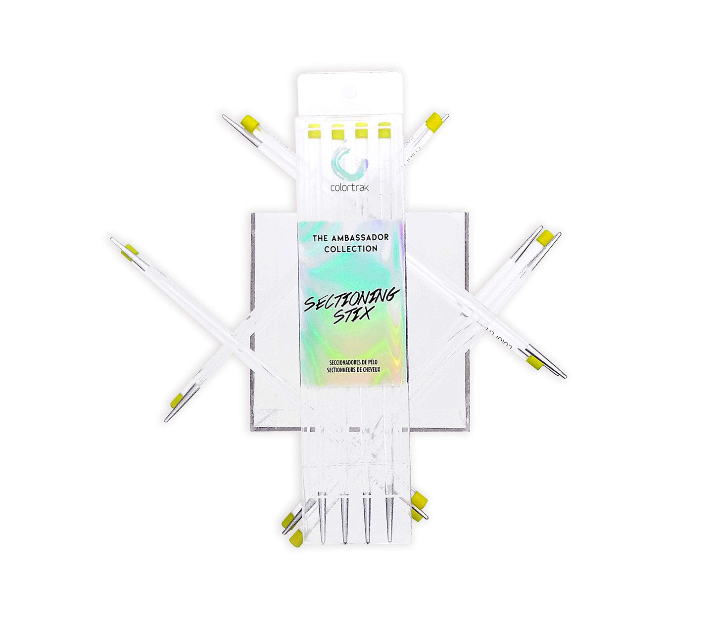 Colortrak Hair Sectioning Stix, 4 Sticks, White, Creates Even and Symmetrical Hair Lines During Coloring Process, Stick Form, Ambassador Collection