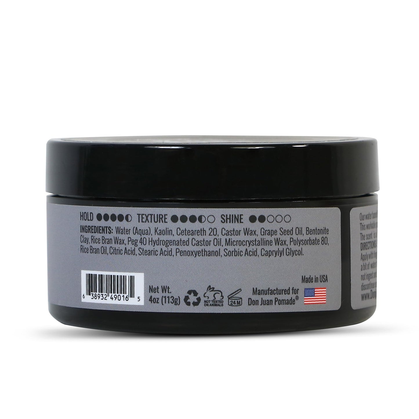 Don Juan Meteor Clay Pomade | Water Based | Strong Hold | Matte Finish | Citrus Lavender Scent, 4 oz.