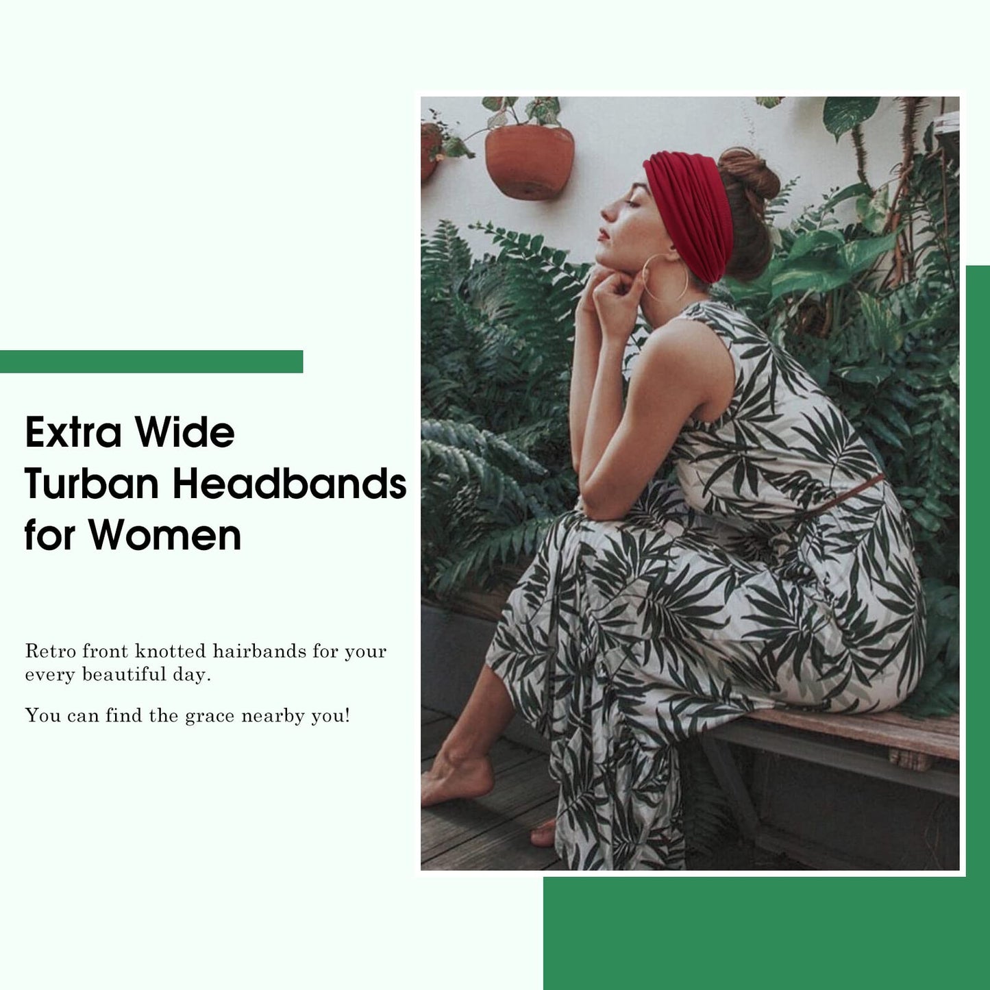 Tobeffect 7'' Extra Wide Headbands for Women, Large Thick Turban Head Wrap Headband, Boho Bandana Head Bands for Women's Hair, Non Slip Workout Yoga Beauty and Personal Care Tobeffect