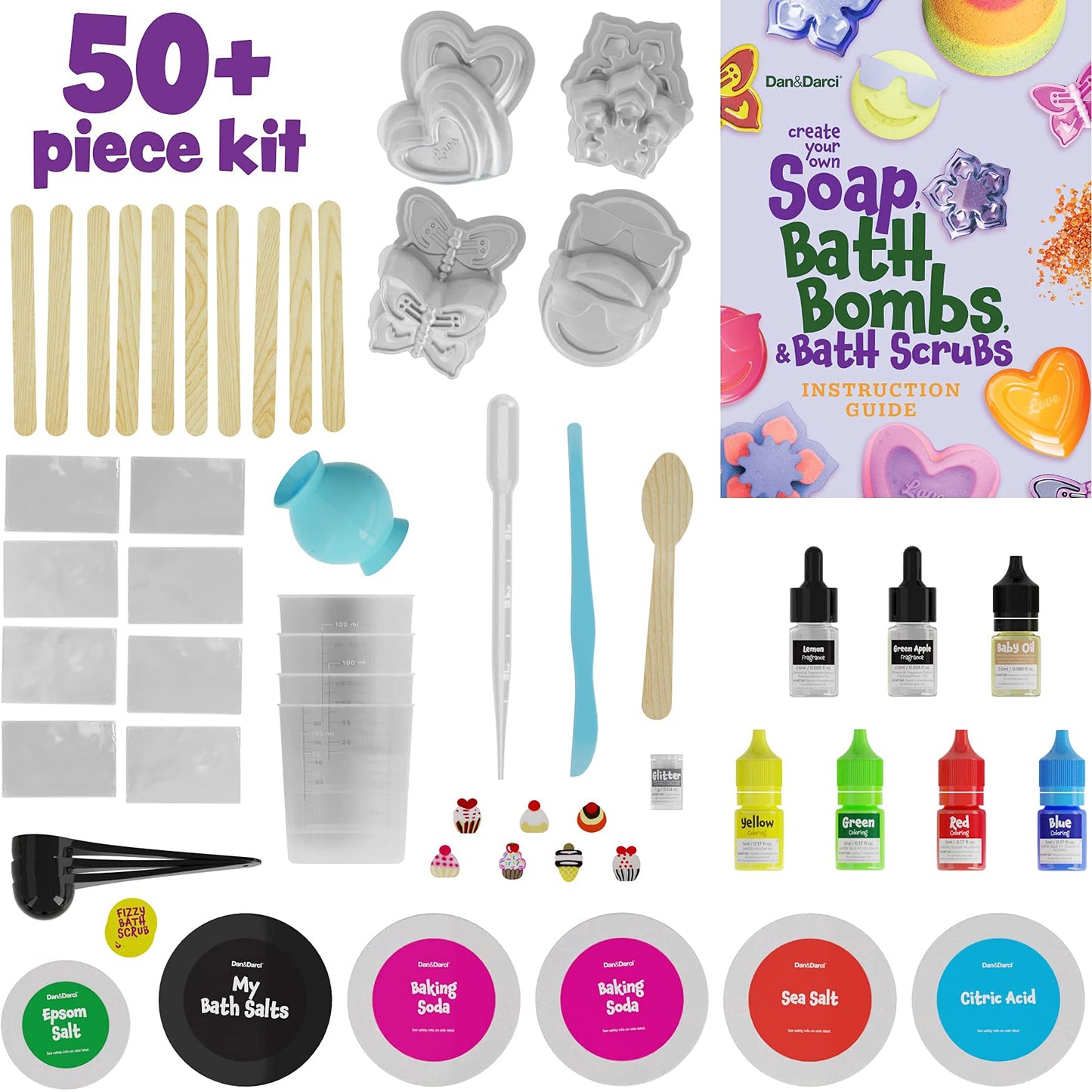 Dan&Darci Soap & Bath Bomb Making Kit for Kids – 3-in-1 DIY Spa Science Kit with Soap, Bath Bomb & Scrub Crafts – Fun STEM Gift for Girls & Boys Ages 6-12, Creative Experiment Toy & Birthday Gift Idea