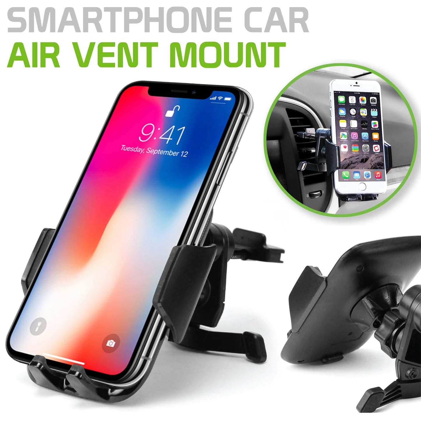 Car Air Vent Cell Phone Holder, Air Vent Smartphone Mount, Adjustable 360 Degree Rotation, Universal Cradle Mount Clip for All Smartphones Apple…