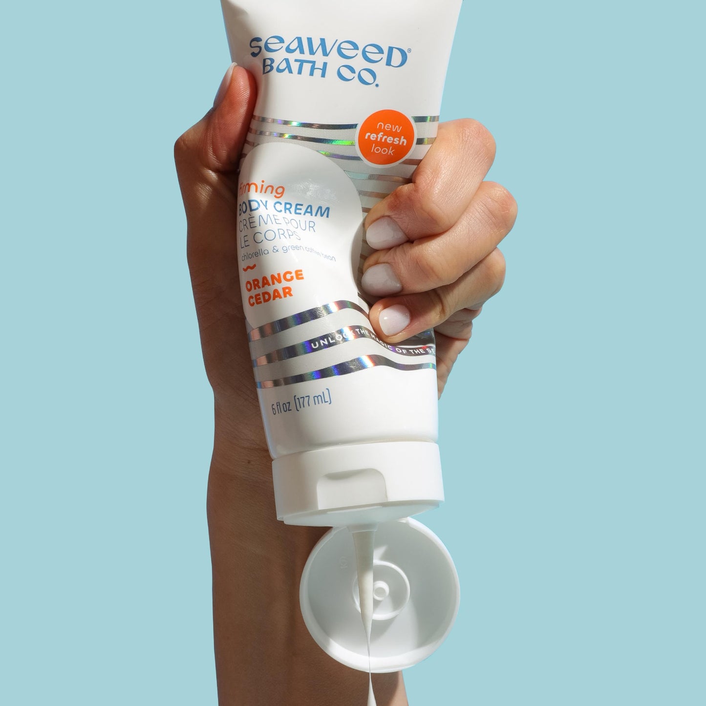 Seaweed Bath Co. Firming Body Cream, Orange Cedar Scent, 6 Ounce, Skin Toning Hand & Body Lotion Moisturizer for Dry Skin, with Sustainably Harvested