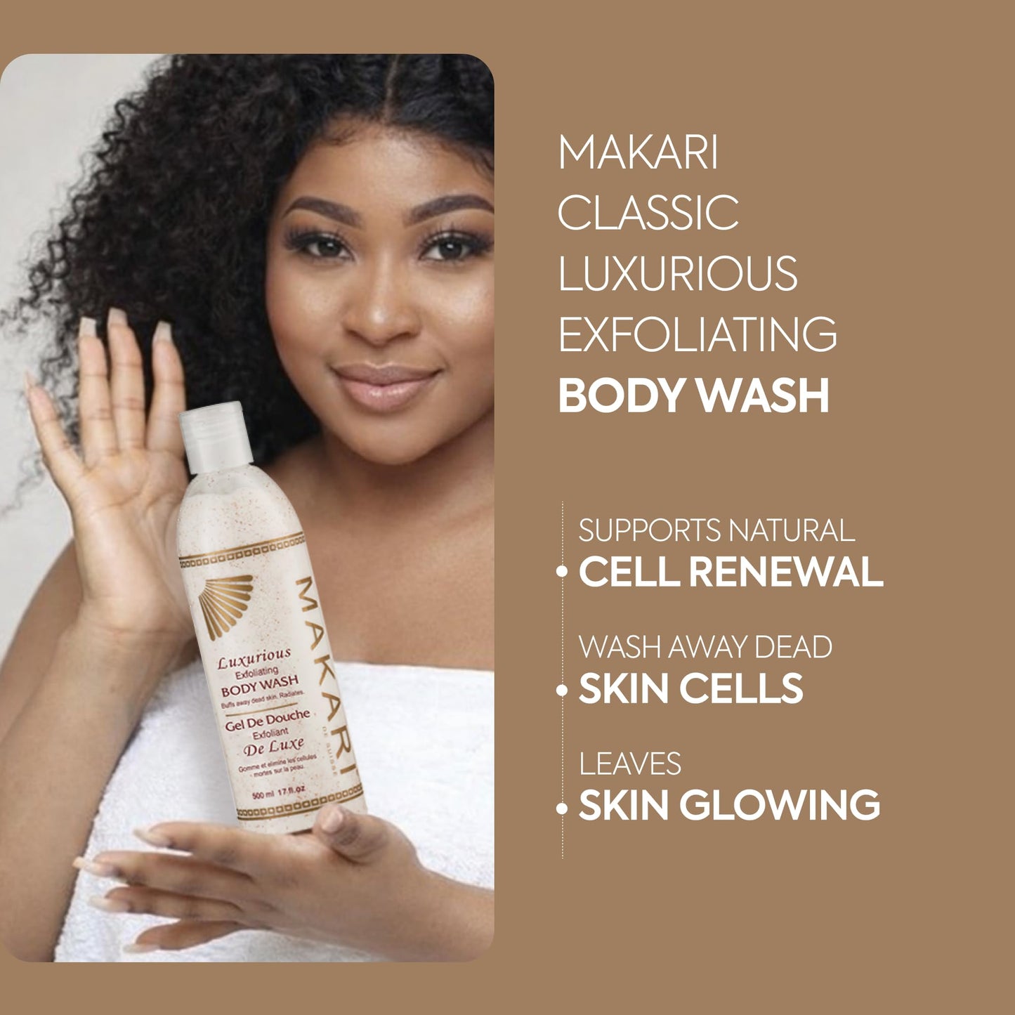 Makari Classic Luxurious Exfoliating Body Wash (500 ml) | Brightening & Exfoliating Body Cleanser | Removes Dead Skin Cells & Unclogs Pores |