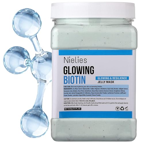 Nielies Glowing Biotin Jelly Mask for Facials Professional 23 oz - Hydrating Jelly Face Mask Powder for Esthetician Spa Treatments - Professional