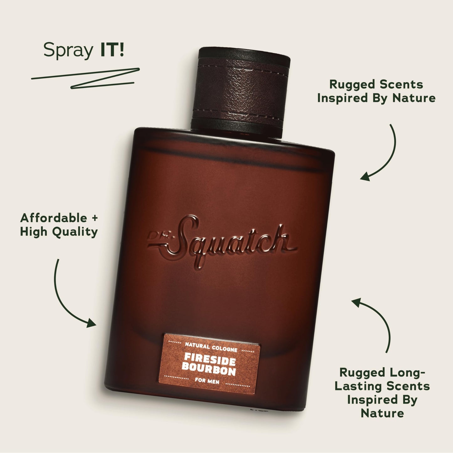 Dr. Squatch Natural Cologne for Men - Scent-Lock Technology and Sustainably-Sourced Ingredients - Fireside Bourbon Cologne (1.7 fl oz)