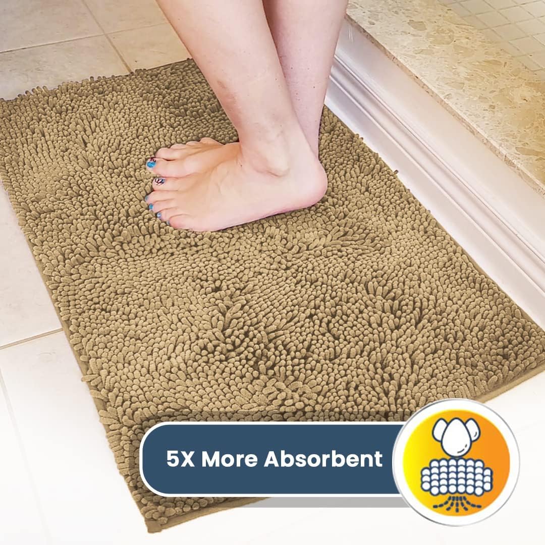 Muddy Mat® 4-Piece Beige Medium 30"X19" AS-SEEN-ON-TV Highly Absorbent Microfiber Door Mat, Bath Mat and Pet Rug, Non slip Thick Washable, Soft…
