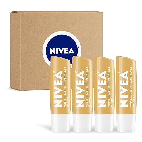 NIVEA Vanilla Buttercream Lip Care, Moisturizing Lip Balm with Shea Butter, Nourishing Oils and Vitamin C & E, 3-in-1 Moisture, Repair and Nourish