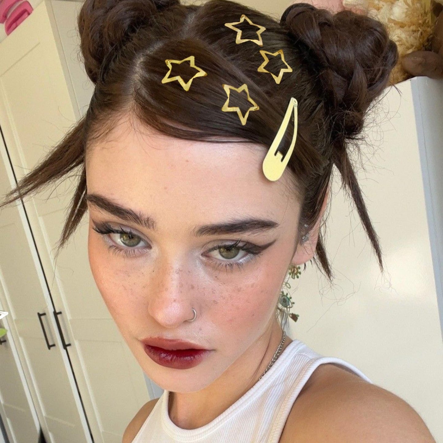 Star Hair Clips 2000s Y2K Gold Star Hair Accessories Snap Hair Barrettes Non Slip Metal Hair Clips for Girls Women -15 PCS 1.18" Beauty and Personal Care VIBILIA