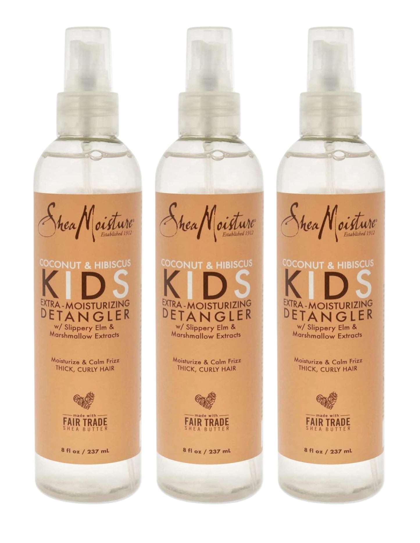 Shea Moisture Kids Detangler Coconut & Hibiscus 8 Ounce Pump (237ml) (Pack of 3)