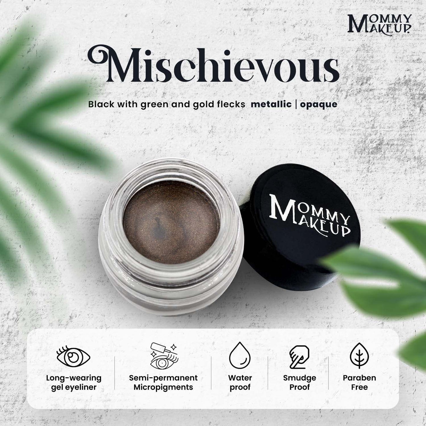 Mommy Makeup Waterproof Stay Put Gel Eyeliner Pot with Micropigments - Smudge-Proof, Long Lasting, Highly Pigmented Cream Eye Liner, 0.14 oz