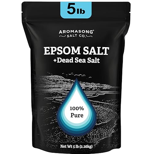 Aromasong Epsom Salt with Dead Sea Salt for Soaking - Bulk 5 Lb - 100% Pure Bath Salt, Foot & Muscle Soak