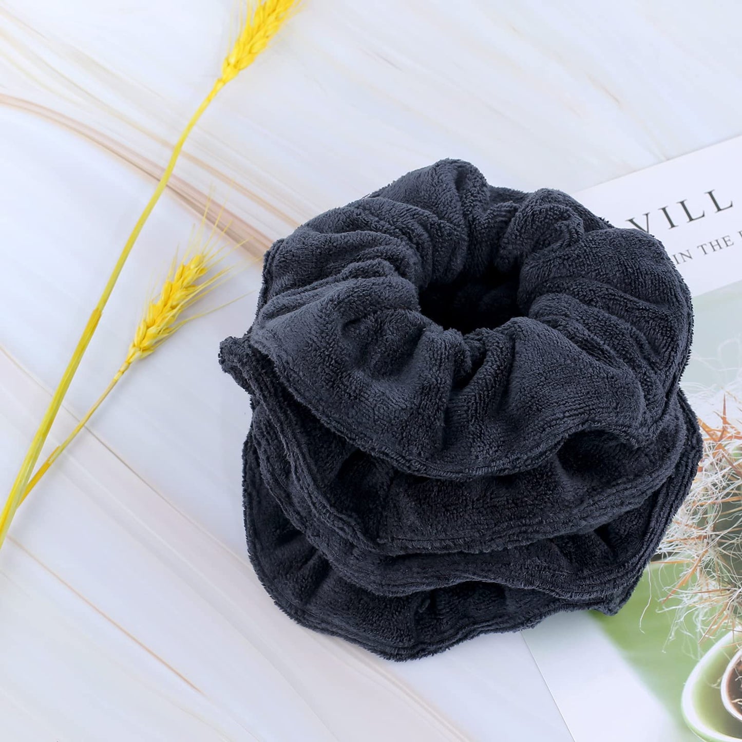 IVARYSS Super Towel Scrunchies for Drying Hair, Absorbent and Soft Microfiber for Frizz Free, Large Thick Ponytail Holder Wet Hair Accessories