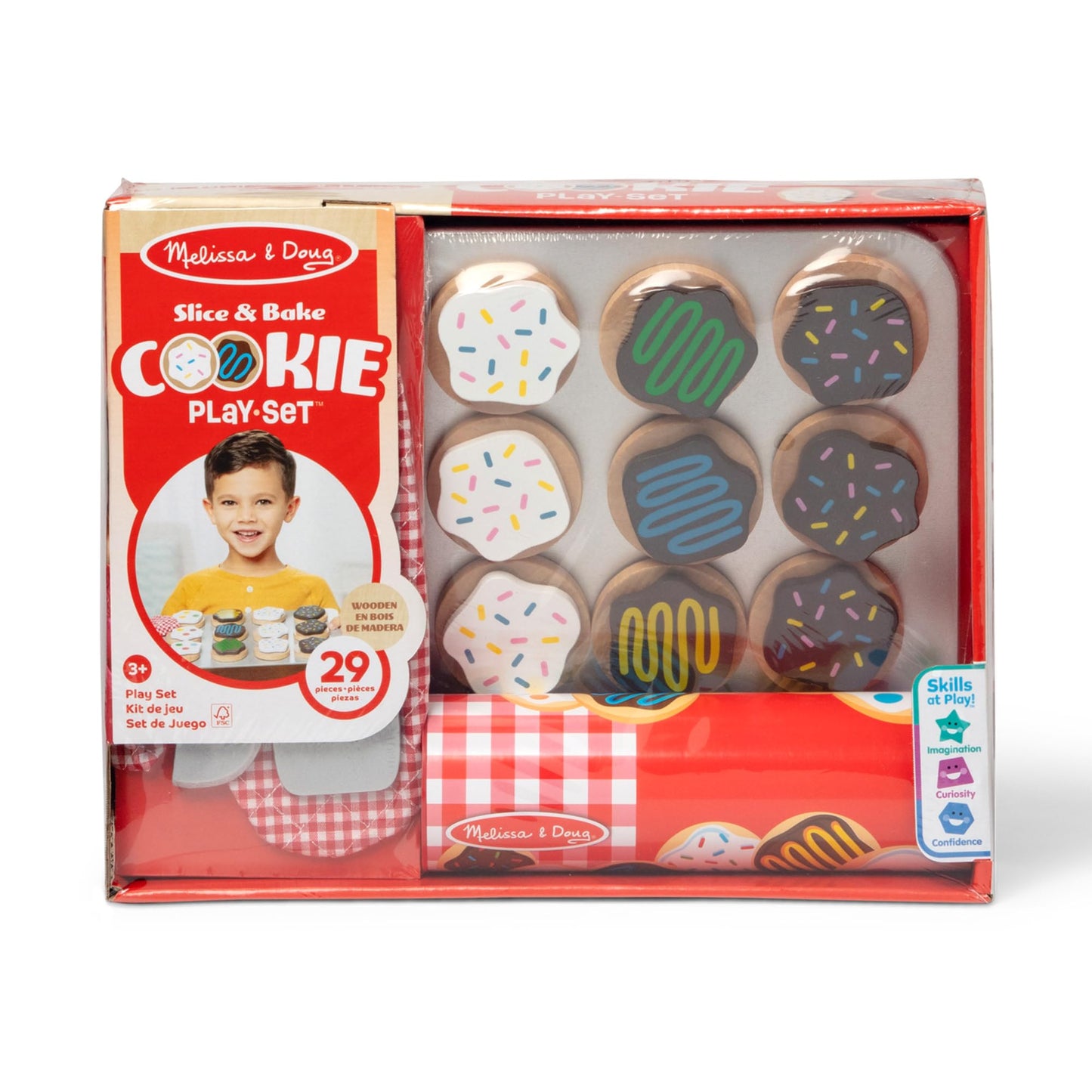 Melissa & Doug Wooden Slice & Bake Cookie Play Set with Toppings & Baking Sheet – Pretend Play Food Toy for Kids Ages 3+