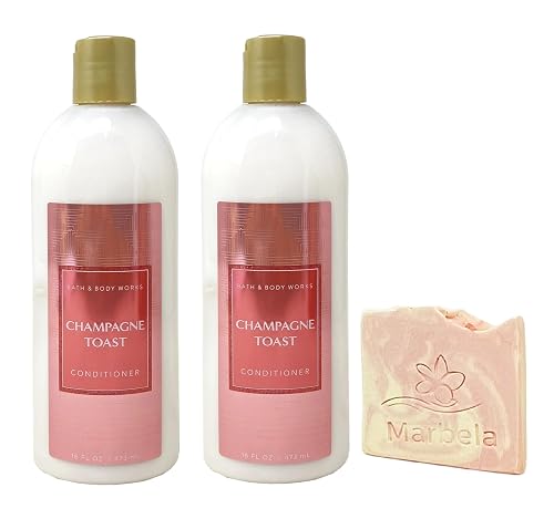 Bath & Body Works Champagne Toast 2 Pack Conditioner Bundle with a Himalayan Salts Springs Sample Soap - Full Size