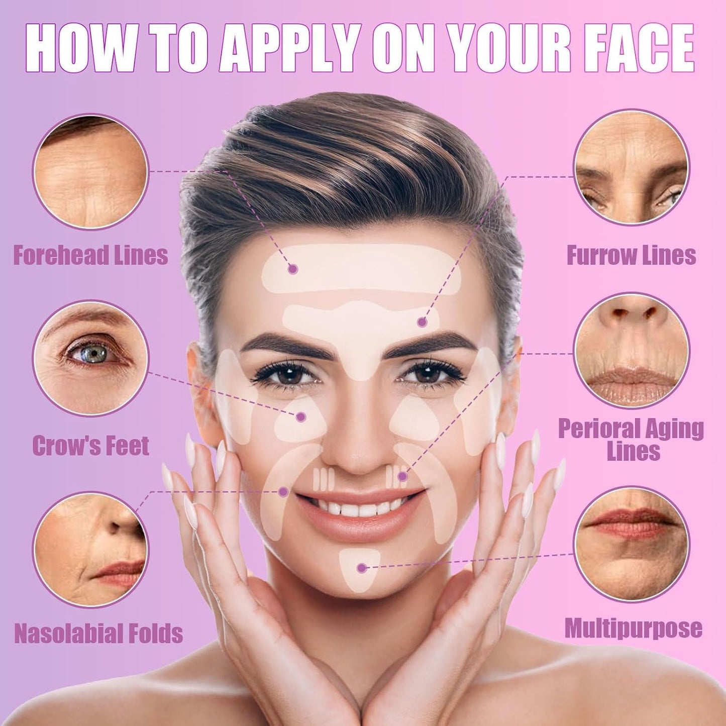 WENLIHAOBO Wrinkle Patches 208 Count,Face Patches for Forehead, Frown Lines, Smile Lines & Around Mouth, Overnight Pads for Fine Lines, Anti Wrinkle