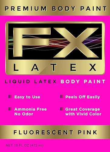 Liquid Latex - Face and Body Paint, Ammonia Free, Easy On and Off, Cosplay Makeup, Create Professional Monster, Zombie Arts 16 Oz (Fluorescent Pink)